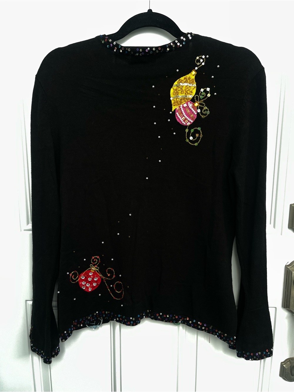 Just B Vintage Holiday Theme Embellished Top Large - Picture 3 of 7
